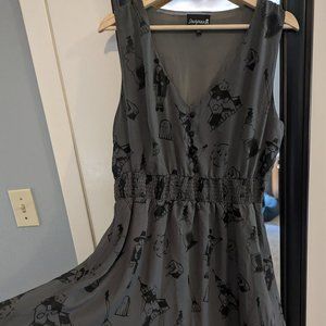 Sourpuss Grey Cemetery Witchy Sleeveless Dress